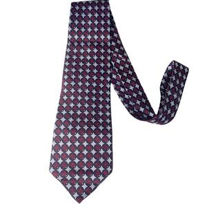 Alfani Woven Silk Neck Tie Men Wide Geometric Red Blue